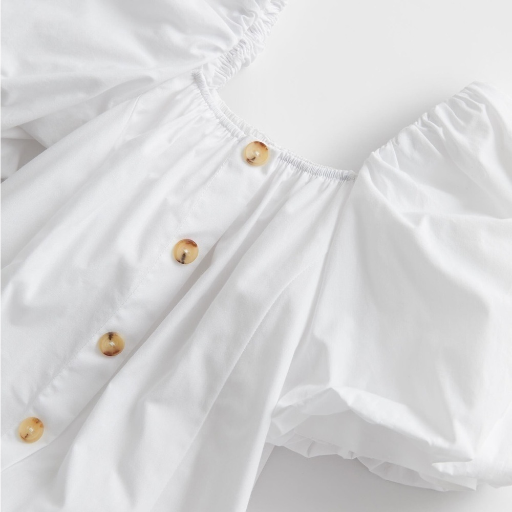 Zara Kids Girl Voluminous Balloon Sleeve Dress White 6 - Picture 5 of 6